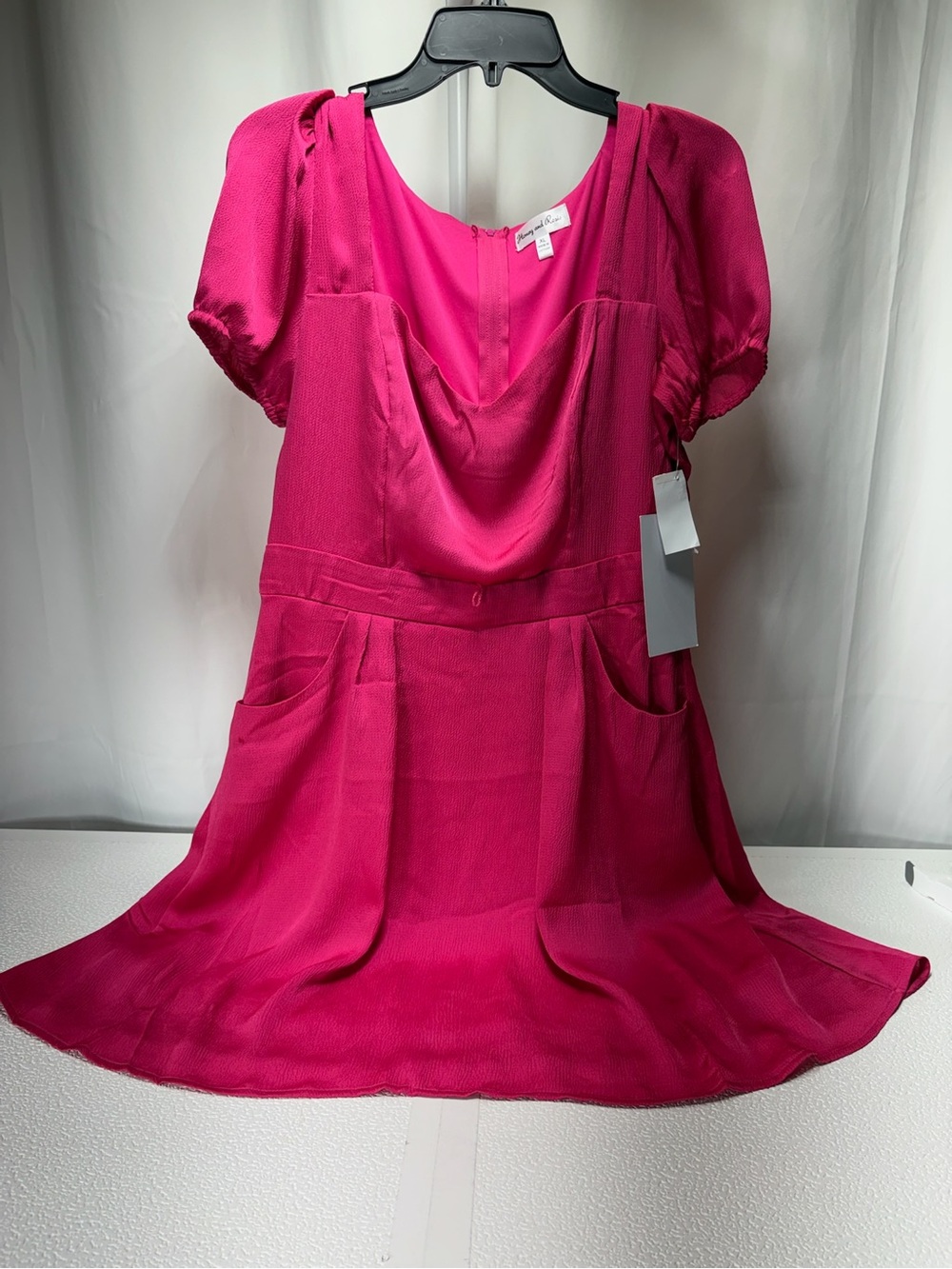 Honey and Rosie Hot Pink Mini Dress with Pockets 4545